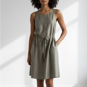 Rag & Bone khaki green Ayon silk sleeveless drawstring dress - Small